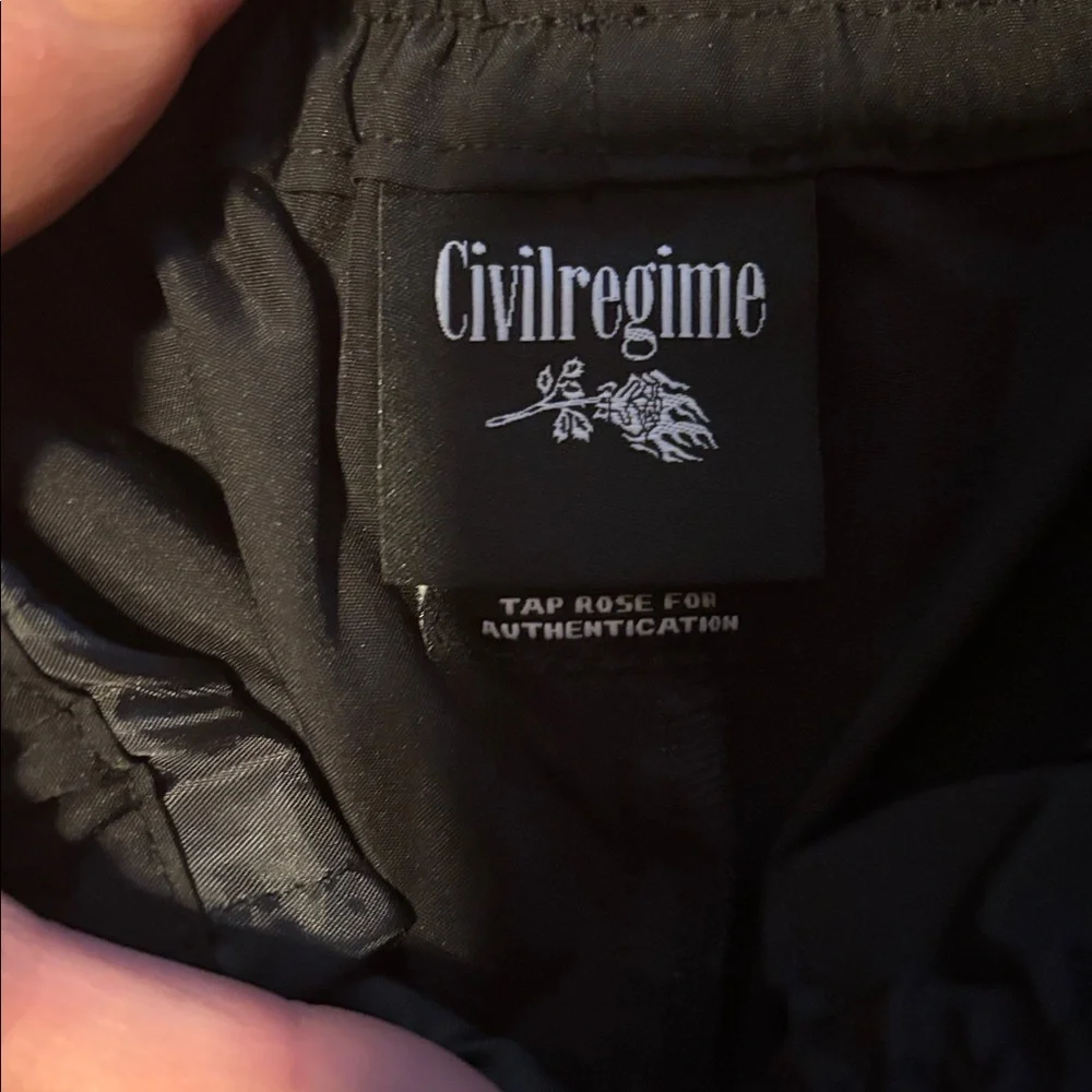 Civil Regime Black Track Pants with red Script Panels Sizd: Small NWOT - Picture 6 of 7